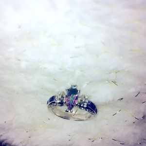 Ring w/ Purple and Simulated Rainbow Topaz Stones